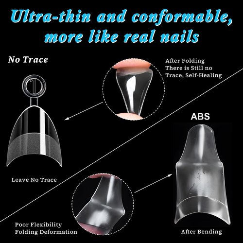LoveOurHome 600pc French XS Stiletto Nail Tips Clear Fake Nails French Short Almond Nail Tips Soft Gel Almond Nail Tip Half Cover False Nail Tip for Acrylic Nails Gel Extension