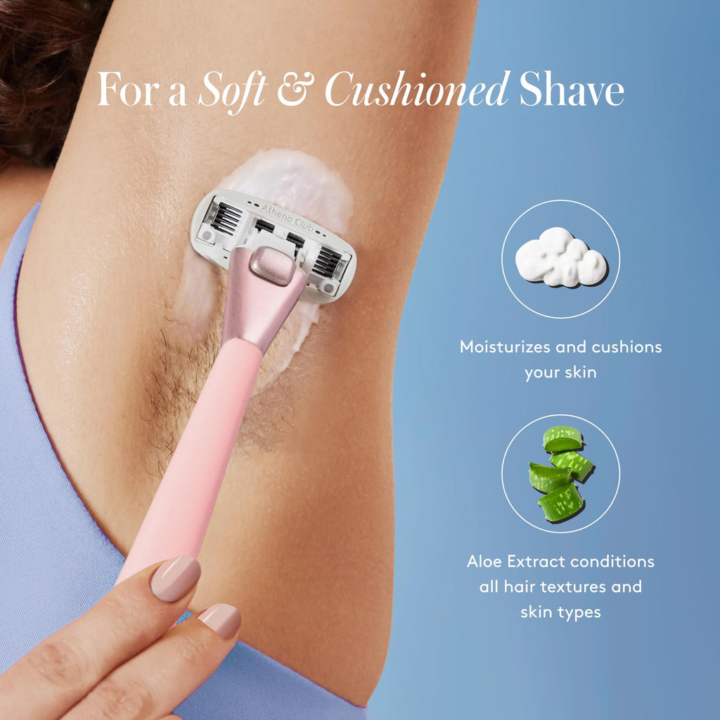 Athena Club Women's Extra Gentle Cloud Shave Foam + 4 Razor Blade Refills, Shaving Gel, Petal Bloom Scent