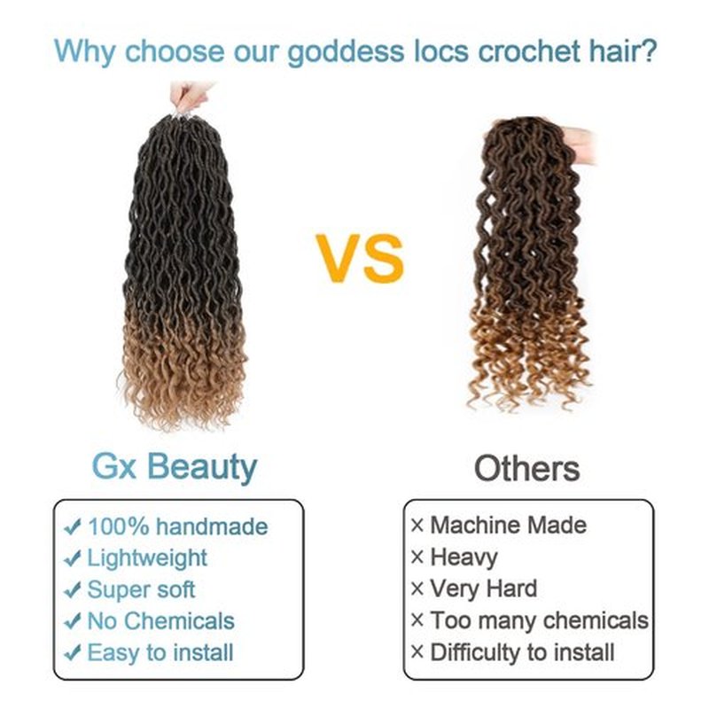 Goddess Locs Crochet Hair - 6 Packs 16 Inch Curly Faux Crochet Hair for Black Women, Crochet Pre-Looped Curly Hair Soft Faux Locs Synthetic Braiding Hair Extensions (16 Inch, 6 Packs, T27#)