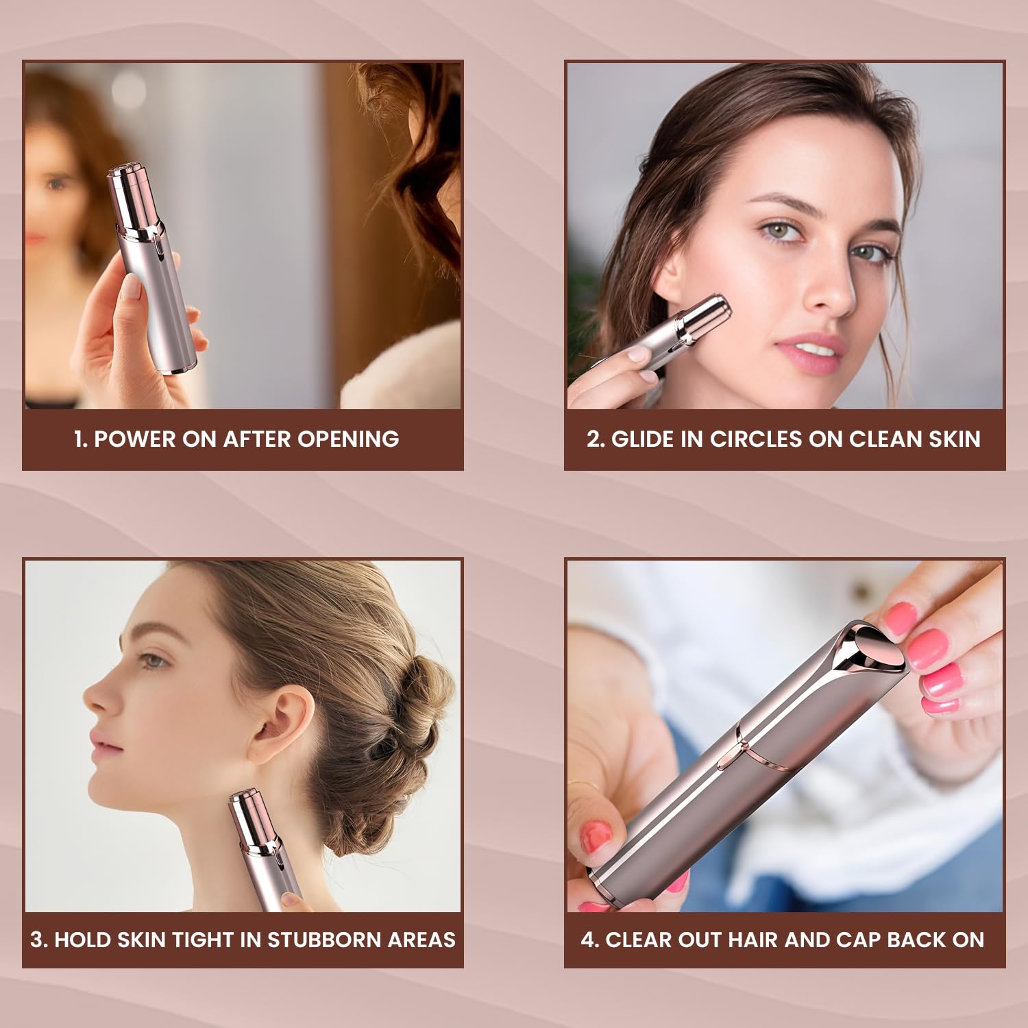Facial Hair Remover for Women – Electric Face Razor with Light, Hair Removal for Upper Lip, Chin & Cheeks – Color Rose Gold