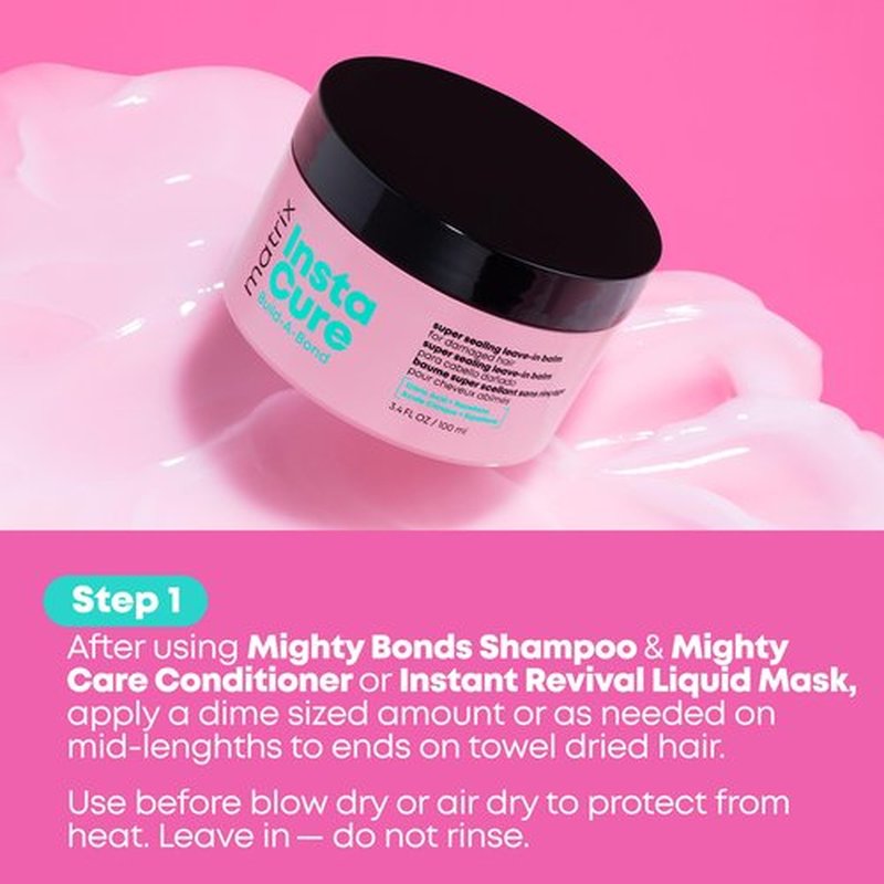Matrix Instacure Build-A-Bond Super Sealing Leave-In Balm - Repairs & Seals Damaged Hair, Heat Protects and Smooths Frizz, With Citric Acid & Squalane, Vegan, Sulfate-Free, Paraben-Free