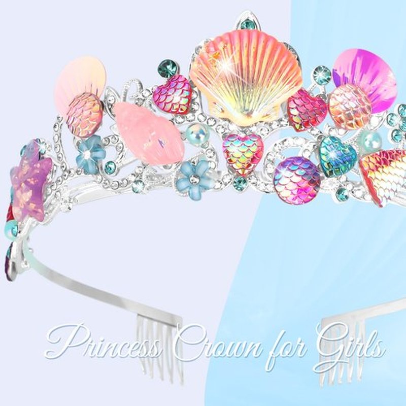 CIEHER Mermaid Crown for Women Pink Shell Tiara Mermaid Princess Tiara for Mermaid Costume Mermaid Birthday Decorations