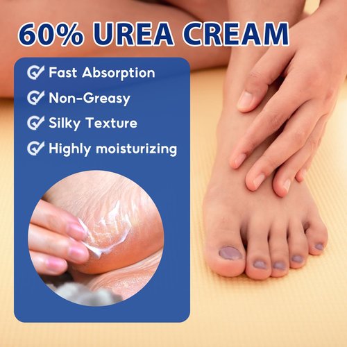 60% Urea plus 2% Salicylic Acid Foot Cream, Intense Hydration for Dry Cracked Feet Hands and Unisex Whole Body Lotion Moisturizer Hydrate & Nourish Foot Care for Softens Skin Exfoliates Dead Skin
