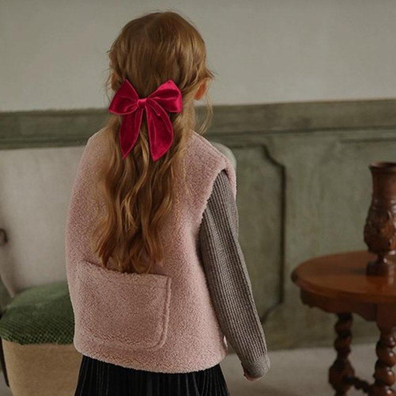 Dark Red Velvet Ribbon Hair Bows 2PCS 5inch Soft Burgundy Velvet Fable Bow Alligator Clips for Toddler Teen School Girls Kids Baby Christmas Ponytail Knot Bows Hair Accessories Gift