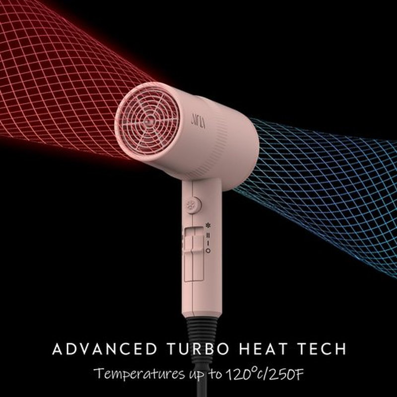 AINA Hair Dryer with Diffuser, Blow Dryer for Women | Advanced Ionic Technology, Ceramic Coating | Cold Shot Features Turbo Heat for Fast Drying and Shine 110V/ALCI (Babe Pink)
