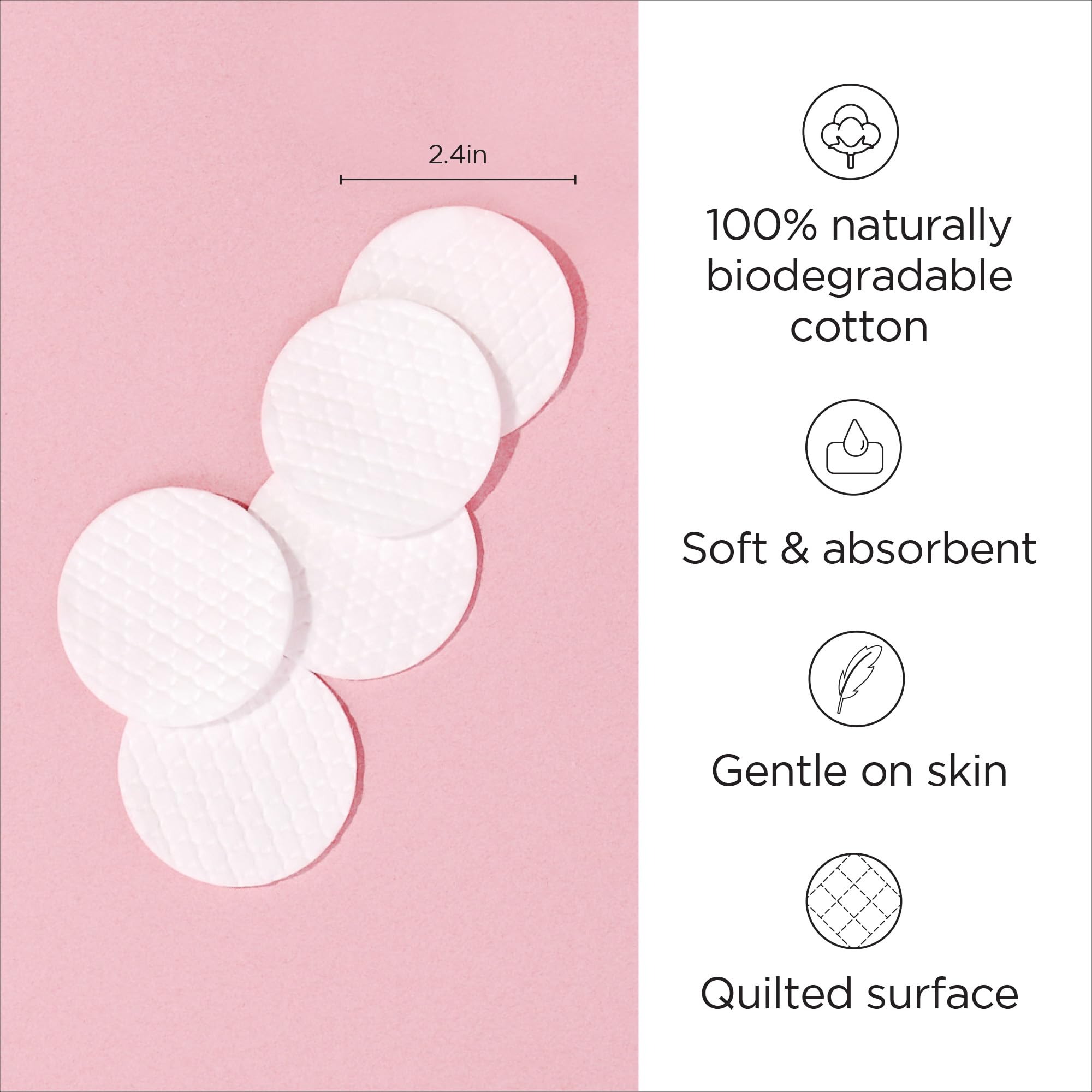 Diane Multi-Layer Cotton Rounds, 100 count, 100% Pure Cotton, Premium, Hypoallergenic, Biodegradable, Strong and Durable Makeup and Nail Polish Removal Wipes