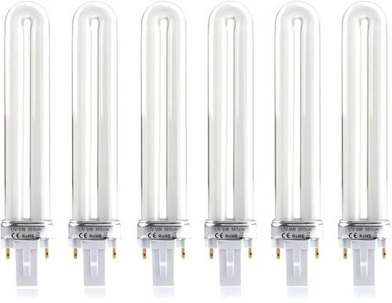 MAGIKON 6-Pack Replacement Electronical 9W U-Shaped 365nm Lamp Bulb Tube for Nail Art Dryer UV Lamp Light - Not Inductance Bulb (6-2/5-Inch, Normal)