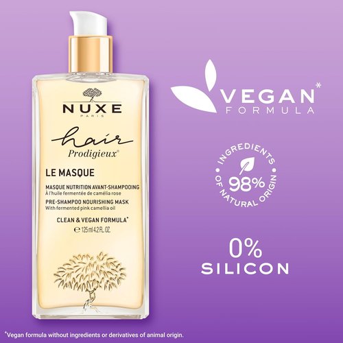 Nuxe Hair Prodigieux Pre-Shampoo Nourishing Mask - Intense Repair & Shine Treatment, 4.2 Fl Oz