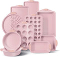 Country Kitchen Nonstick Bakeware Set - Heavy Duty, Easy Release, Stackable, Pink | 10 Pieces