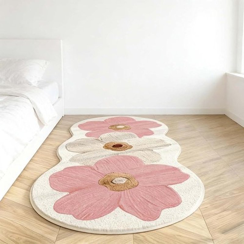 Regine Switzerland Spring Floral Pattern Rug - Soft Non-Slip Bedroom Floor Mat | 47.2" x 15.7" Pink Home Decor
