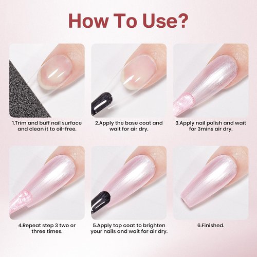 MIZHSE Pearlescent Pink Nail Polish, Quick Dry Pearl Nail Polish, Air Fast Drying 15ml Nail Lacquer Non Gel Oil-based Nail Art Manicure Home DIY