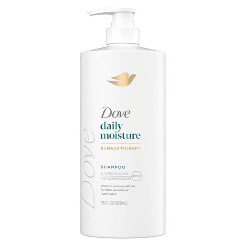Dove Damage Therapy Shampoo Daily Moisture for Dry Hair with Bio-Protein Care Technology and Hyaluronic Serum 28 Fl Oz