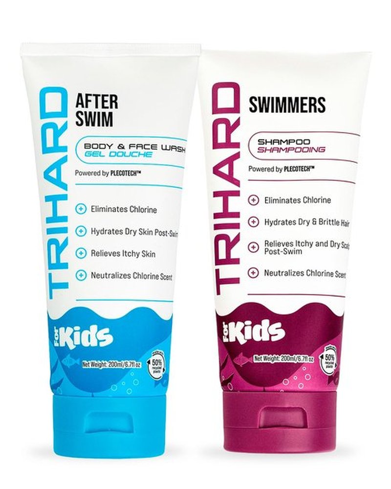 TRIHARD Kids Chlorine Removal Kit, Shampoo, Face and Body Wash Set for Children’s Hair and Skin, Gentle Post-Swim Cleanser for Pool & Ocean