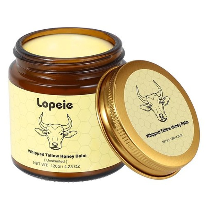 Lopeie Beef Tallow Moisturizer - Organic Grass-Fed Whipped Cream for Dry Skin | 4.23oz Unscented
