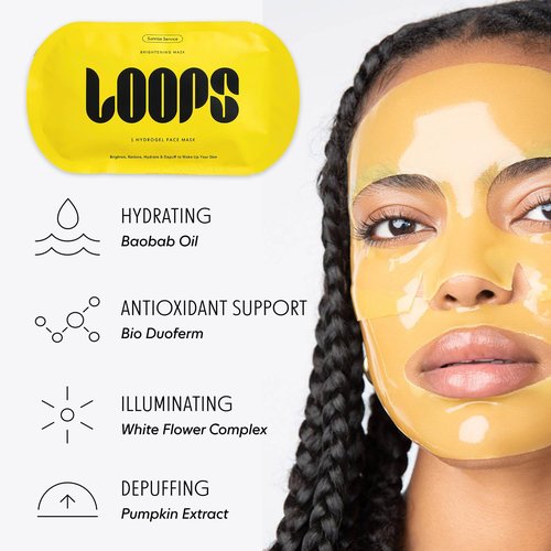 LOOPS Glow Gang Mask Set – Weekly Reset for Rejuvenation, Double Take for Energized Skin, Sunrise Service for – Hydrating and Pore Refining – Safe for Sensitive Skin - Hydrogel Face Masks - 3pc