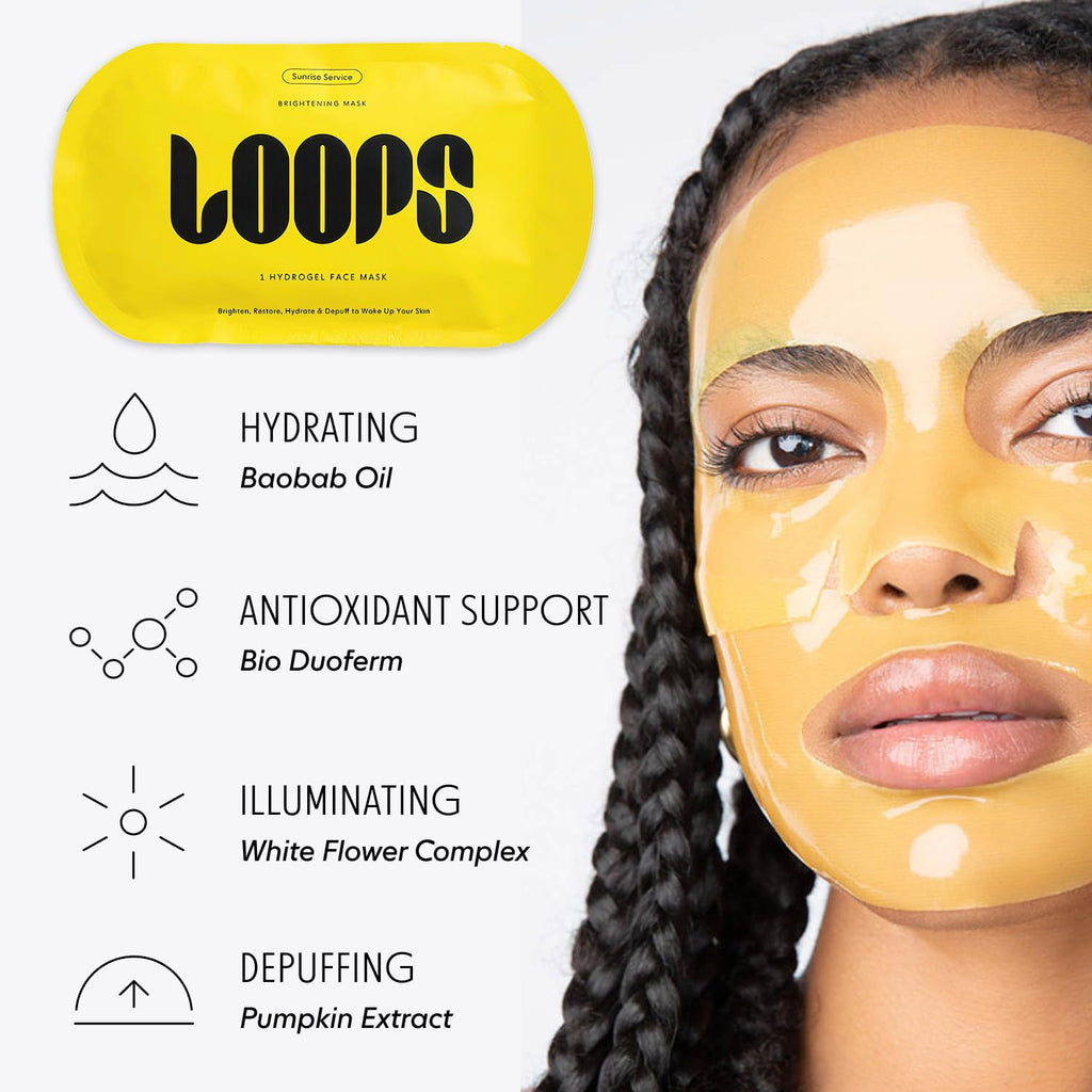 LOOPS Glow Gang Korean Face Mask Set – Weekly Reset for Rejuvenation, Double Take for Energized Skin, Sunrise Service for – Hydrating and Pore Refining – Safe for Sensitive Skin - 3pc