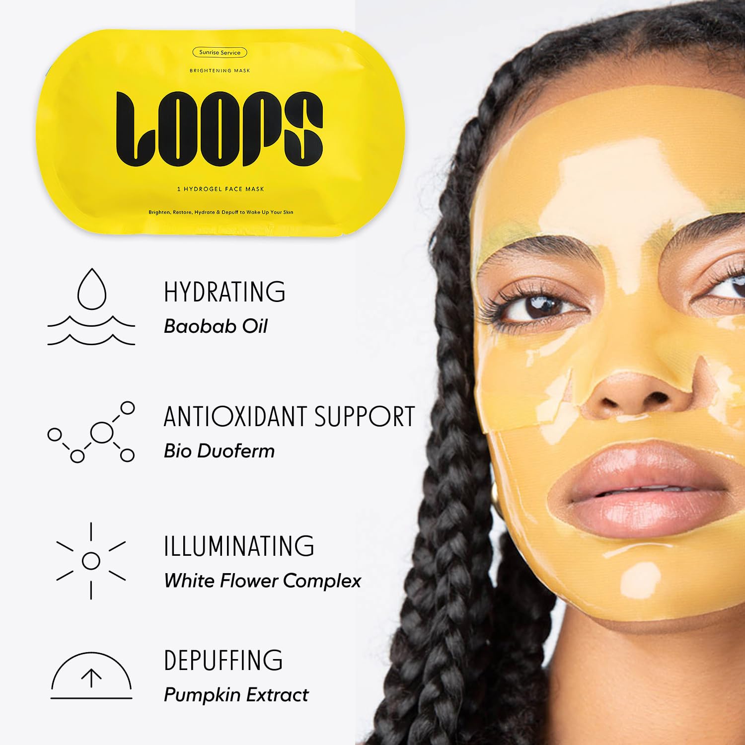 LOOPS Glow Gang Korean Face Mask Set – Weekly Reset for Rejuvenation, Double Take for Energized Skin, Sunrise Service for – Hydrating and Pore Refining – Safe for Sensitive Skin - 3pc