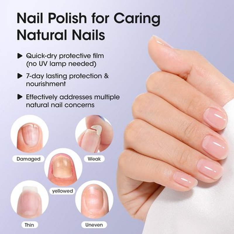 GELLEN 3-In-1 Clear Nail Polish Base Top Coat & Nail Strengthener, Fast Air Dry Breathable Nail Polish, Nails Treatment For Damaged Dry Yellow Finger Nails, Keratin & Vit E, HEMA & TPO Free, Non-toxic