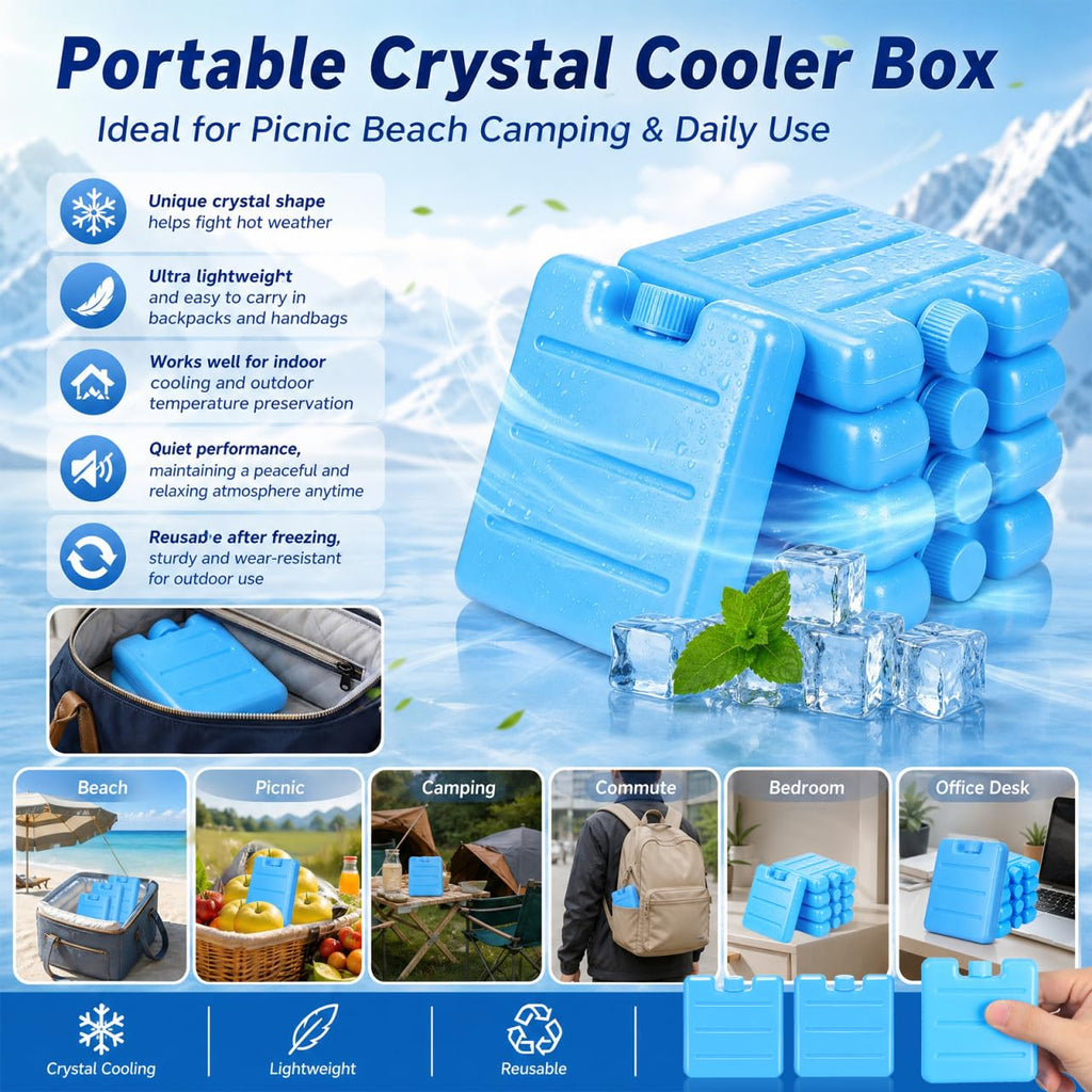 Housoutil 100ml Reusable Ice Packs for Lunch Box, 8PCS Freezer Ice Blocks, Cooler Freezer Blocks Pack for Lunch Boxes, Camping, Picnics, Beach, Fishing, Outdoor Sports, Air Conditioner Coolers