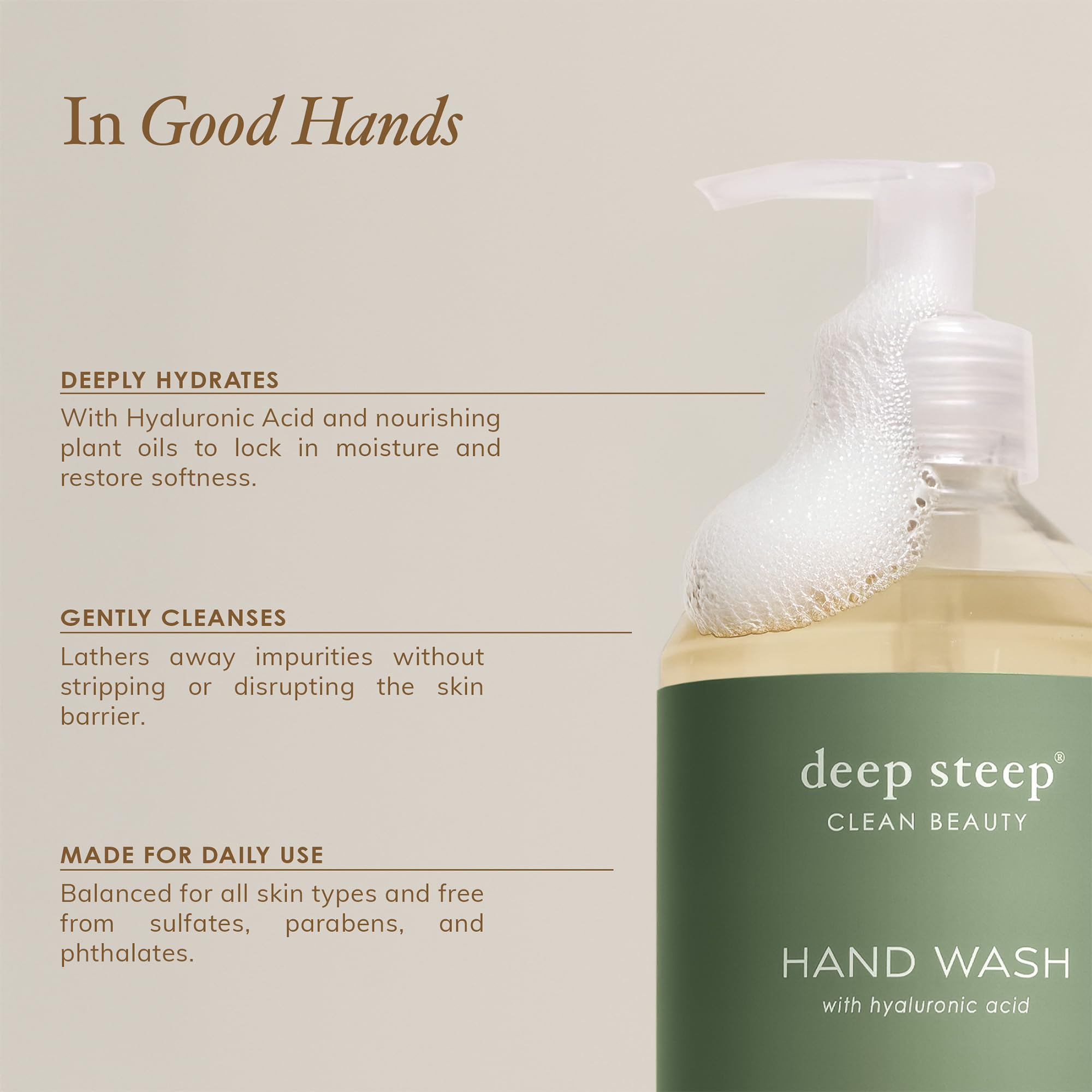 Deep Steep Liquid Hand Wash, Citrus Champagne, 17.6 oz – Moisturizing Cleanser with Olive Oil, Aloe Vera, Glycerin & Hyaluronic Acid – Vegan, Clean Beauty, Soft & Nourished Hands