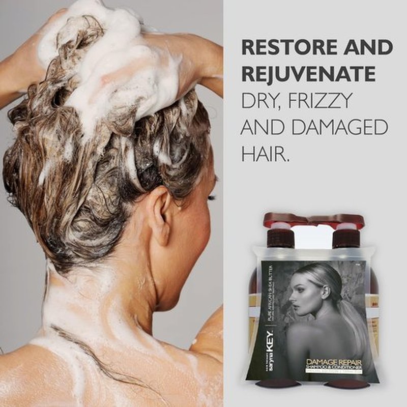Saryna Key Damage Repair Shampoo & Conditioner Set - Sulfate-Free Moisturizing Hair Care for Dry, Damaged Hair | 2 Pack, 500 ml