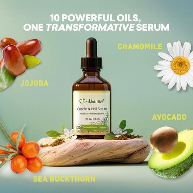 Just Nutritive Cuticle Oil | Nourishing Nail Serum for Soft, Strong Cuticles & Nails - 1 oz