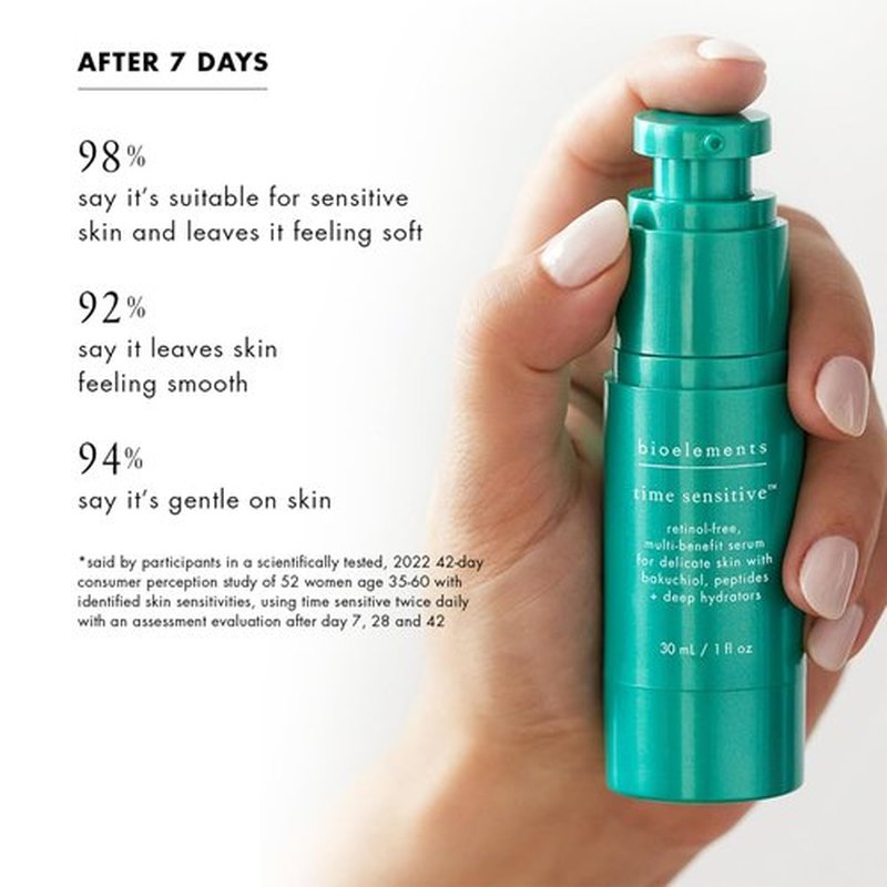 Bioelements Time Sensitive Serum - Retinol-Free Multi-Benefit Formula - 1 fl oz - Vegan & Gluten-Free for Sensitive Skin