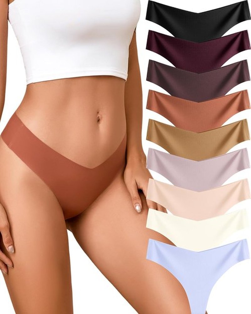 Take Talk Women's Seamless Thongs - 9 Pack No Show V-Waisted Invisible Panties for Ultimate Comfort