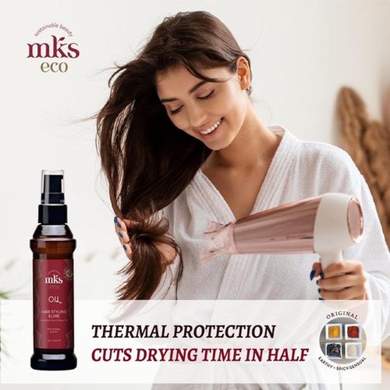 MKS Eco Oil - Hair Styling Elixir with Moroccan Argan & Hemp Seed Oil - Nourish, Control Frizz, Vegan