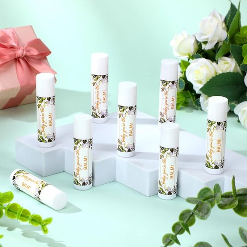 Siifert 50 Pack Greenery Baby Shower Lip Balm Favors Bulk Baby Shower Party Supplies for Guests Bulk Gender Reveal Prizes Souvenirs Inspirational Thank You Gifts Lips Balm Party Supplies