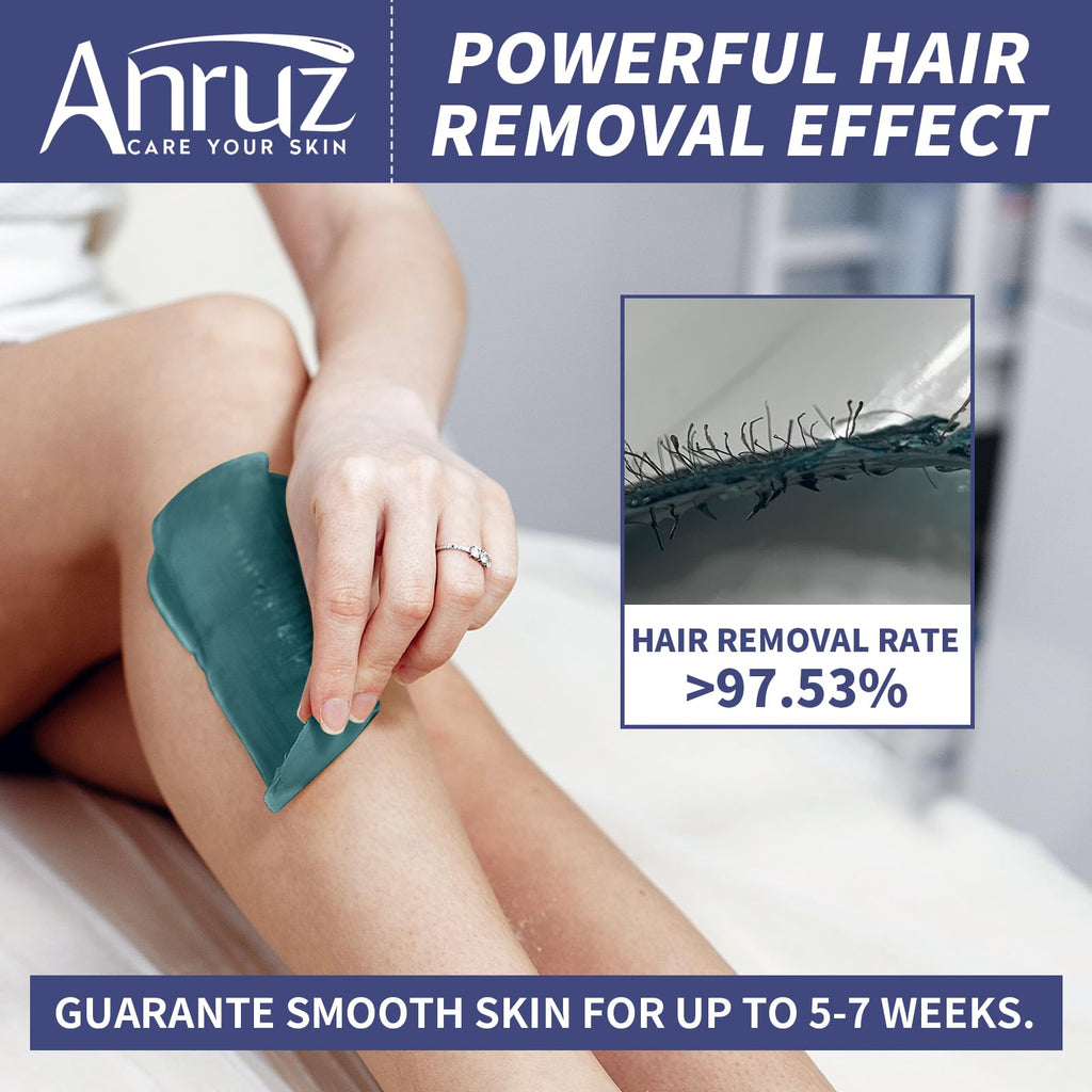 Waxing Kit- Anruz Women Men Wax Kit for Hair Removal - For Sensitive Skin, Eyebrows, Brazilian, Face, Bikini - Home Use Digital Wax Warmer with 5 Bags Hard Wax Beads (17.5 oz. total)