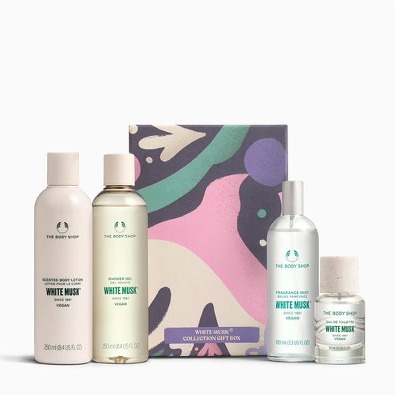 The Body Shop White Musk Collection Gift Set - 4 Piece Gift Set, Shower Gel, Scented Body Lotion, Fragrance Mist, Eau de Toilette, Vegan