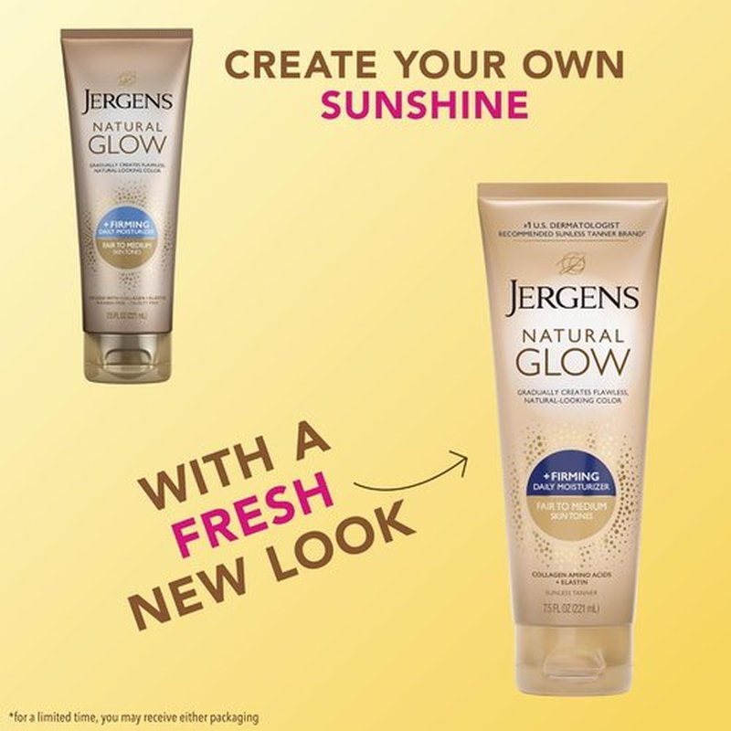 Jergens Natural Glow Firming Self Tanner Lotion - Sunless Tanning Moisturizer for Fair to Medium Skin, 7.5 Fl Oz