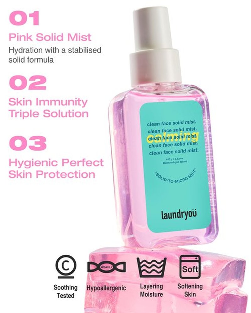 LAUNDRYOU Clean Face Solid Gel-To-Mist Hydrating Spray Serum for Redness Relief & Soothing Irritated Skin Lightweight Moisturizing Facial Mist for Sensitive Skin Korean Skin Care (3.38 fl oz)