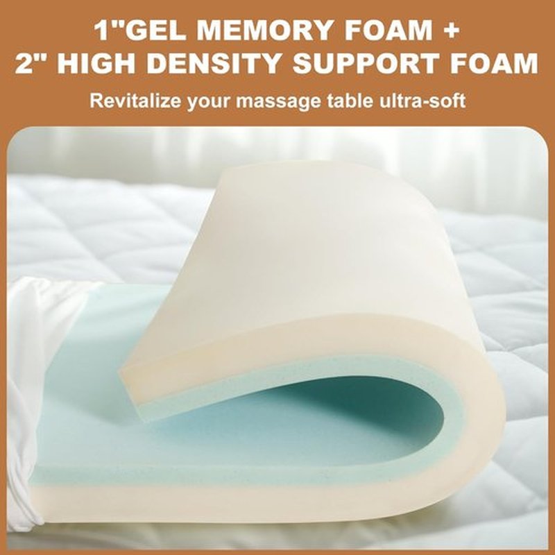 Skiennix Gel Memory Foam Lash Bed Topper Set - Waterproof Fluffy Pillow Cover | 3.2 Inch Spa Massage Table Topper & Face Rest Cover