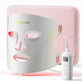 MICEYLIVE Red Light Therapy for Face with 432 LEDs & 3 Wavelengths (Red, Blue, NIR) - Targeting Wrinkles & Acne at Home, with Travel Bag & Eye Masks for Easy Skincare On The Go, White