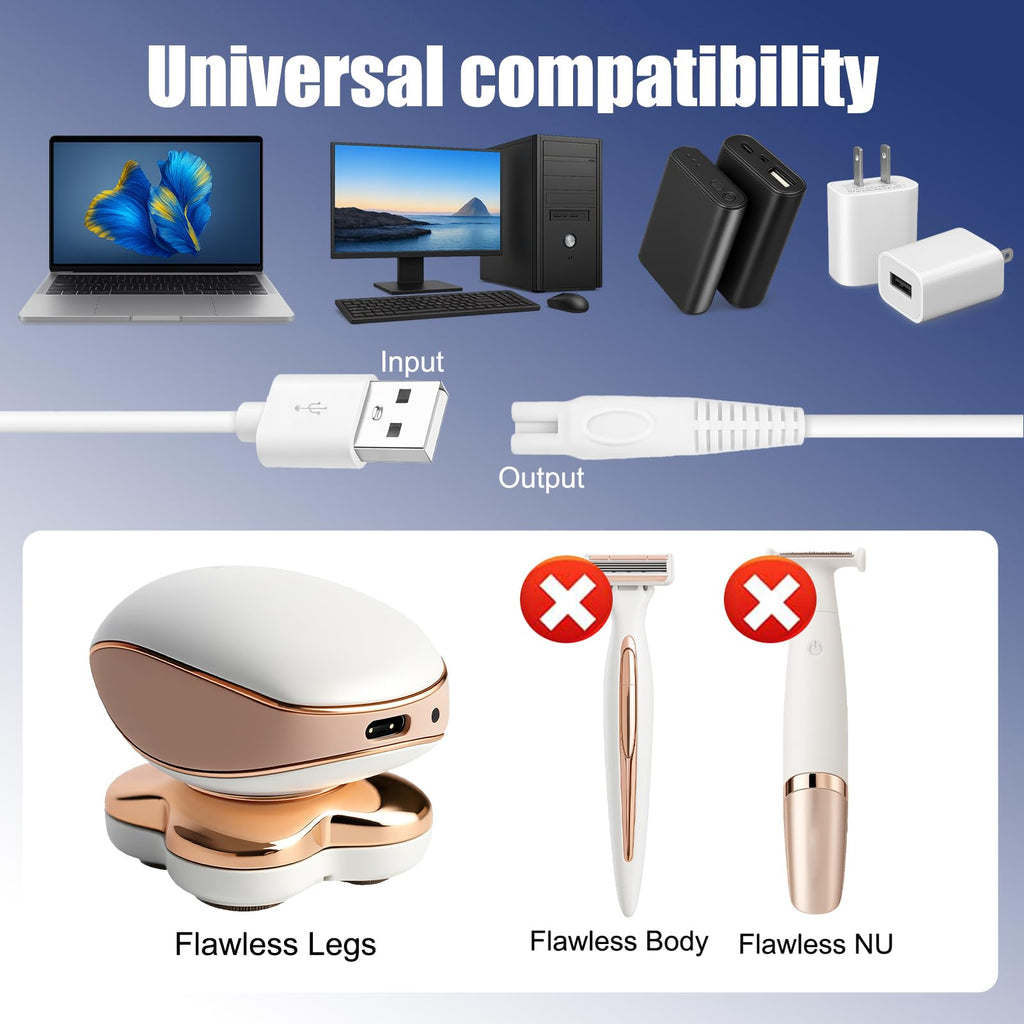 AZJCKEW USB Charger Cord Compatible with Finishing Touch Flawless Legs Shaver – 5V USB Power Cable for Women’s Electric Trimmer, 2-Pack (NOT for Flawless Body Razor and Flawless Nu Razor)