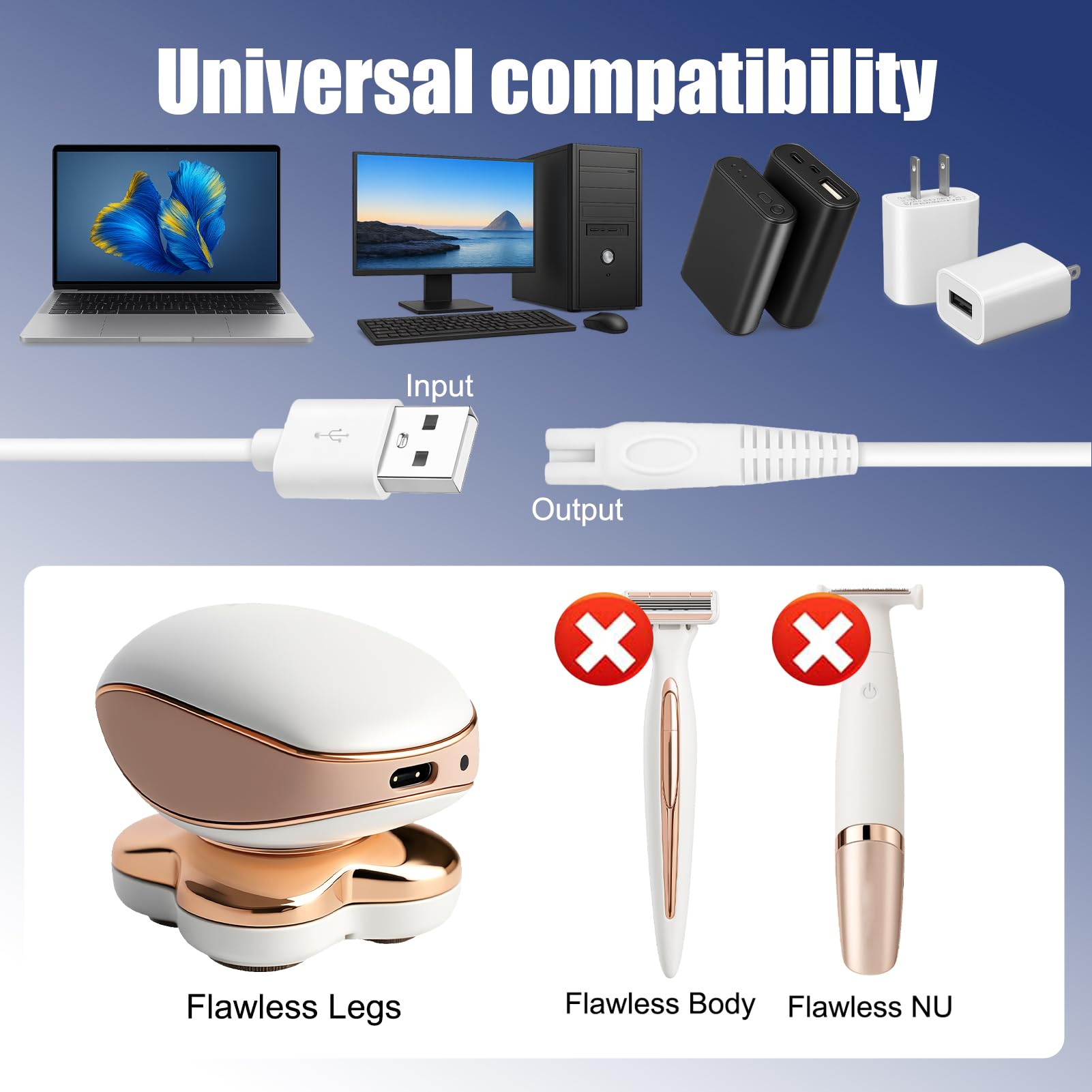 5V 2A Charger Adapter Replacement for Finishing Touch Flawless Legs Shaver
