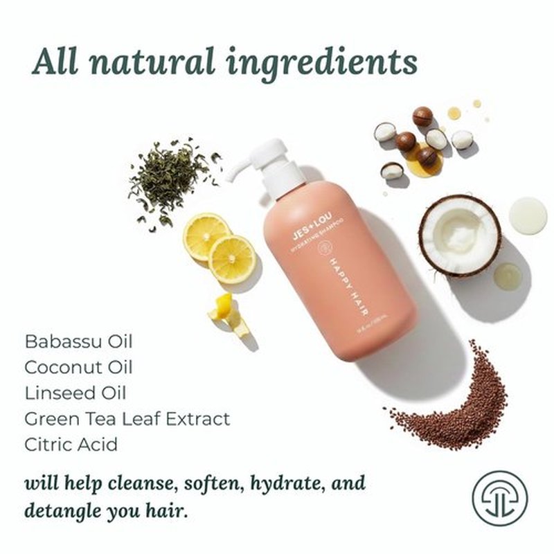 JES+LOU Hydrating Shampoo - Sulfate Free, Paraben Free Formula for Dry/Damaged Hair | 10 oz