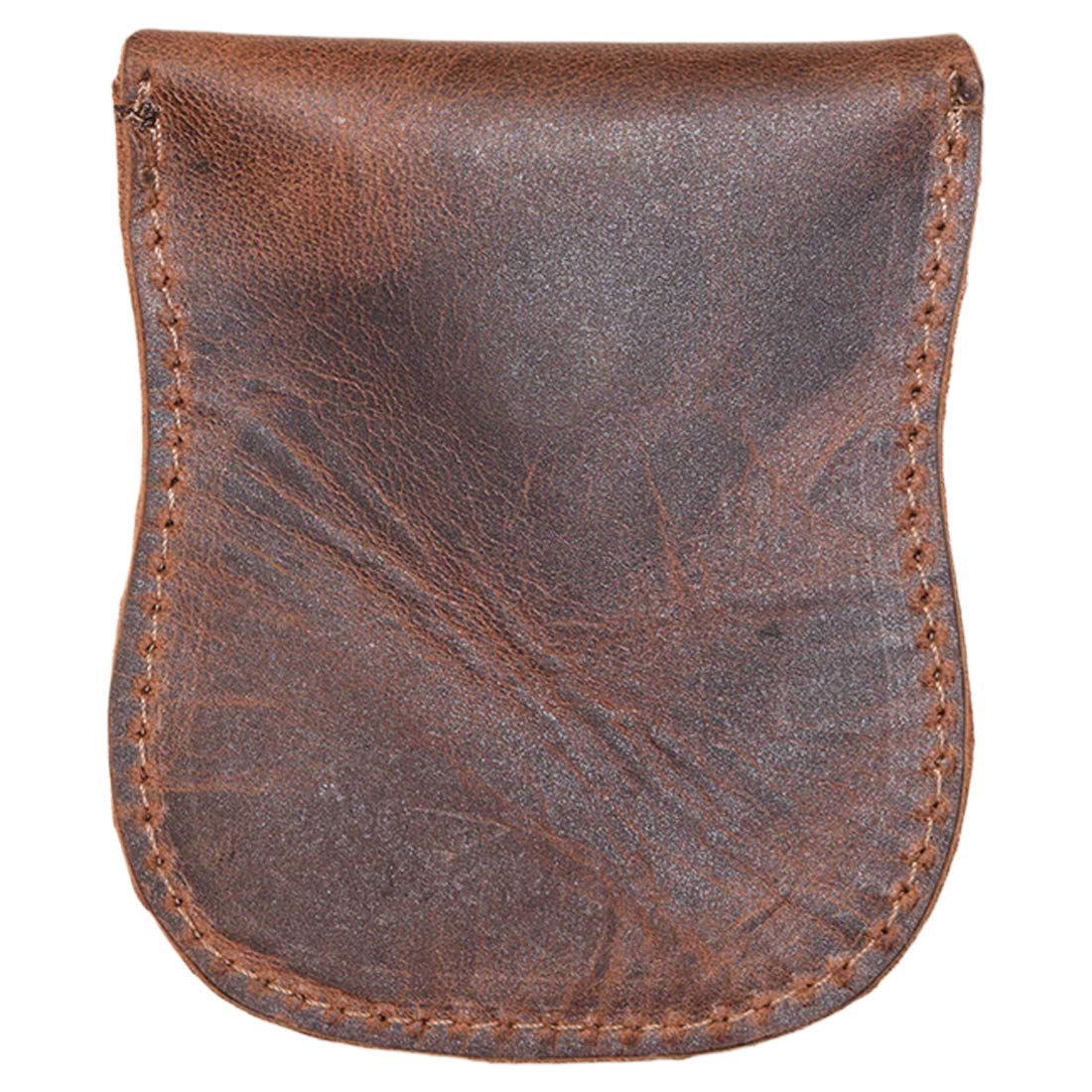 Hide & Drink, Curvy Coin Pouch, Pocket Case for Pennies, Rustic Bag, Travel Accessory, Full Grain Leather, Handmade, Bourbon Brown