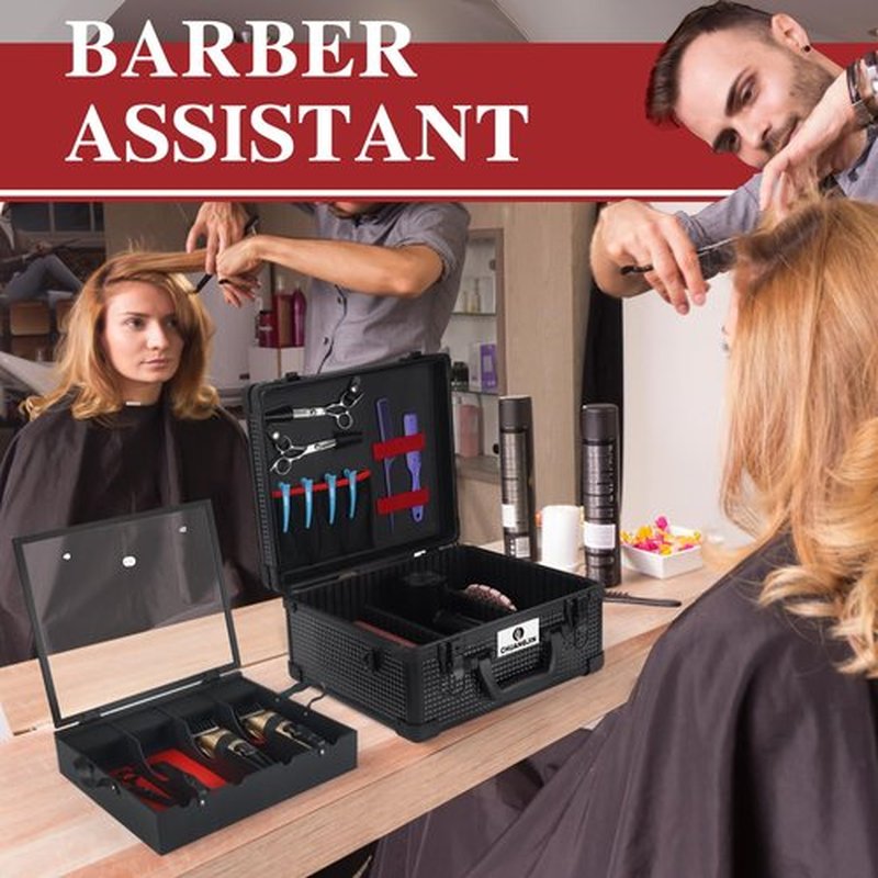 CHUANGJIN Large Barber Carrying Case, Hairdresser Tool Box Organizer Traveling Case, Portable Travel Barber Suitcase for Hair Stylist Pet Groomer Beauty Salon Makeup Artist