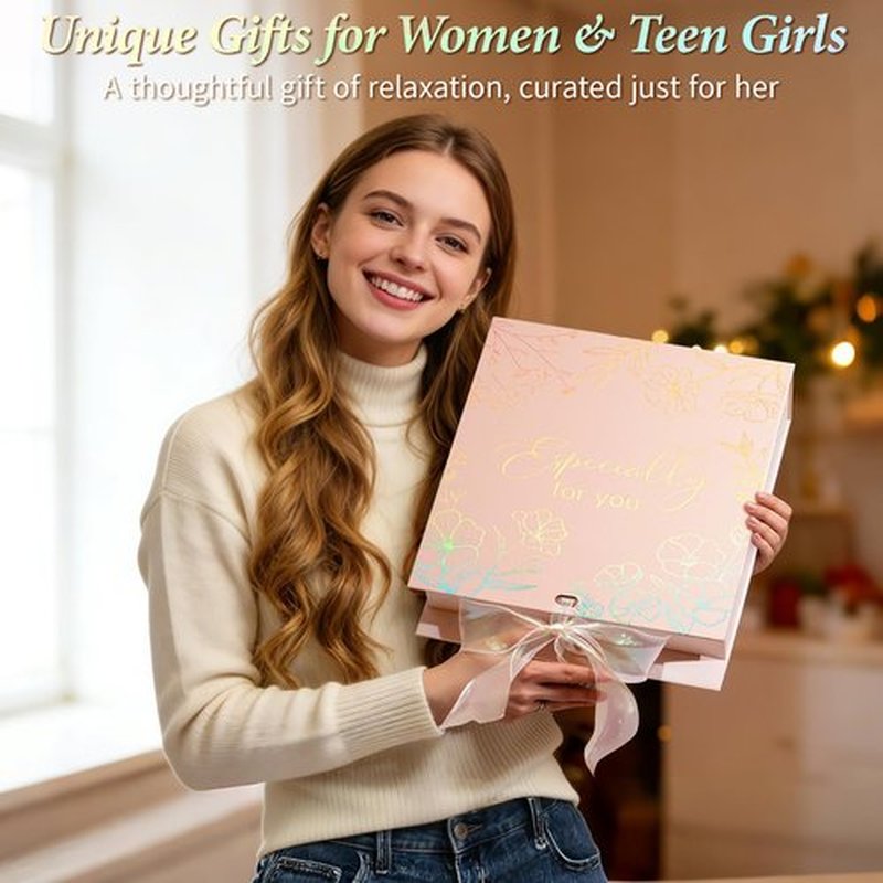 Spa Gifts for Women Bath Gift Set, Rose Relaxing Spa Gift Baskets Home Bath Set Self Care Kit Care Package Thank You Birthday Easter Gifts Basket for Women Her Mom Sister Friends Teen Girls Wife
