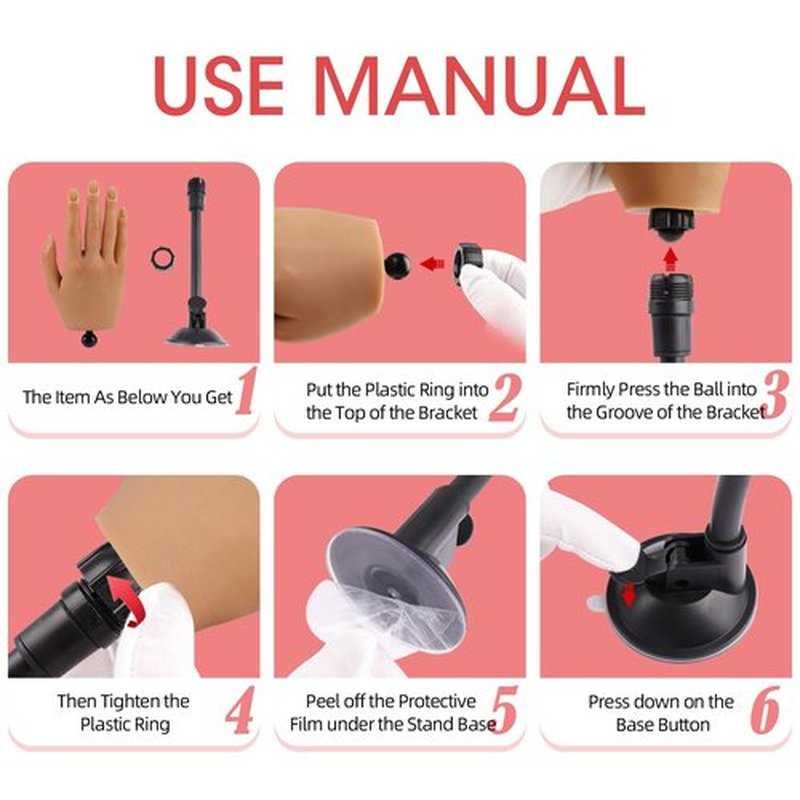 Nail Trainning Practice Hand with Clamp, Acrylic Nail Technician Manicure Supply, False Fake Hands for Nail Manicure, Best Manicure DIY Print Practice Tool