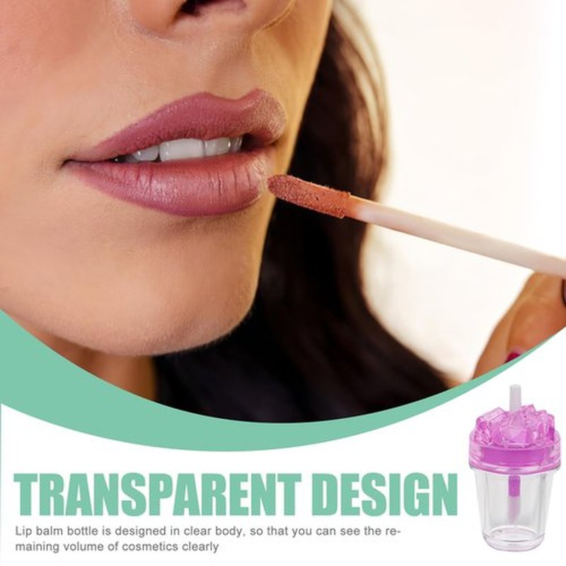 21 Pack Empty Lip Gloss Tube, Plastic Lip Balm Containers Refillable DIY Cosmetics Reusable Sample Bottles,Empty Ice Cream Cute Lipgloss Bottles/Containers Crystal Lip Gloss Supplies Kit, Clear