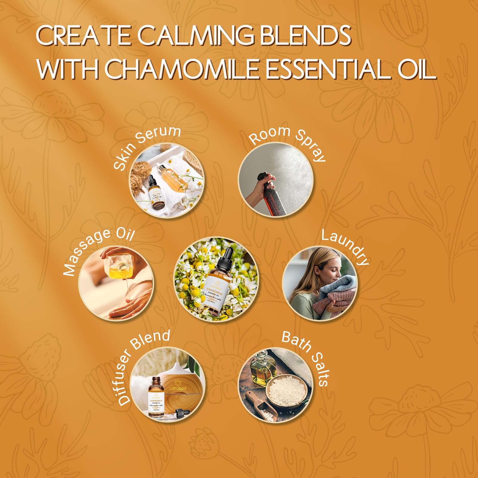 Chamomile Essential Oil, Pure Natural Chamomile Oil for Skin Body Hair Diffuser - 1 Oz