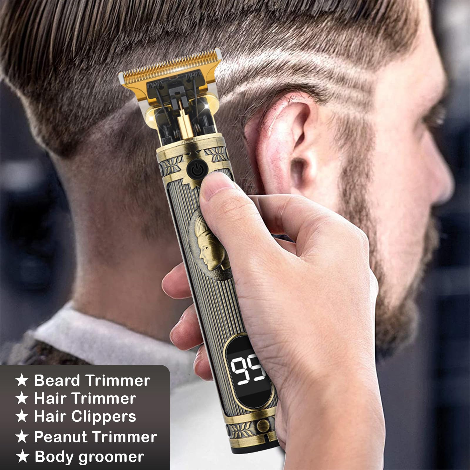 Hair Clippers for Men, Professional Hair Trimmer for Barber, Beard Trimmer for Men, Mens Zero Gap T Blade Trimmer for Edging Beards and Mustaches, Electric Rechargeable Cordless Shaving Machine