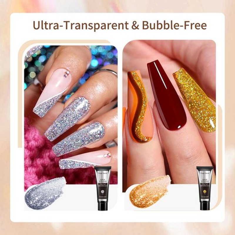Finger Secret Poly Gel 6-Colors Set ,Shiny Poly Nail Gel,New Upgrade Shiny Style Multiple Nail Extension Combinations Shine Your Life