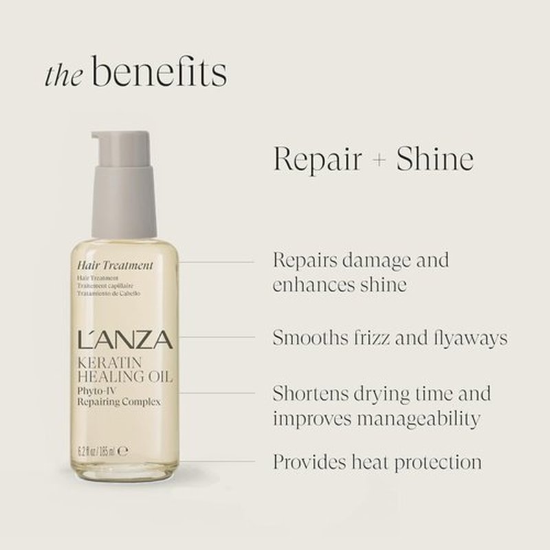 L'ANZA Keratin Healing Oil Hair Treatment - Repair Dry, Damaged Hair & Split Ends | Color Safe, Sulfate Free, UV Protection