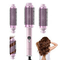 Thermal Brush,5 Temps LCD Display Ceramic Tourmaline Heated Styling Brush Set - 3-in-1 Detachable Barrels (1.25/1.5/1.75 Inch),Heater for Versatile Hair Styling Curling Tongs（Purple）