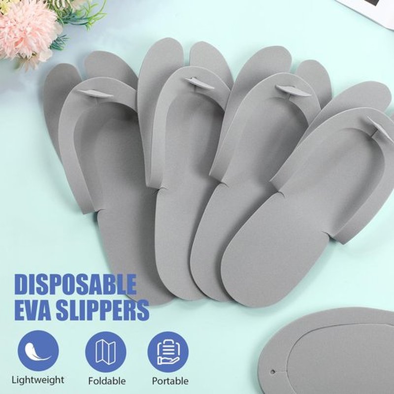 JaGely 100 Pairs Disposable Pedicure Slippers Bulk EVA Disposable Flip Flops Kit Pedicure Spa Sandals Guest Slippers Spa for Adult Foot Nail Salon Party Supplies Travel Hotels Home(Grey)